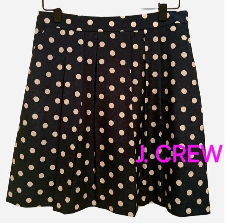 J.Crew J. Crew Polka Dot Navy Mini Skirt Size 25" / US 0 / IT 36 - 1 Thumbnail