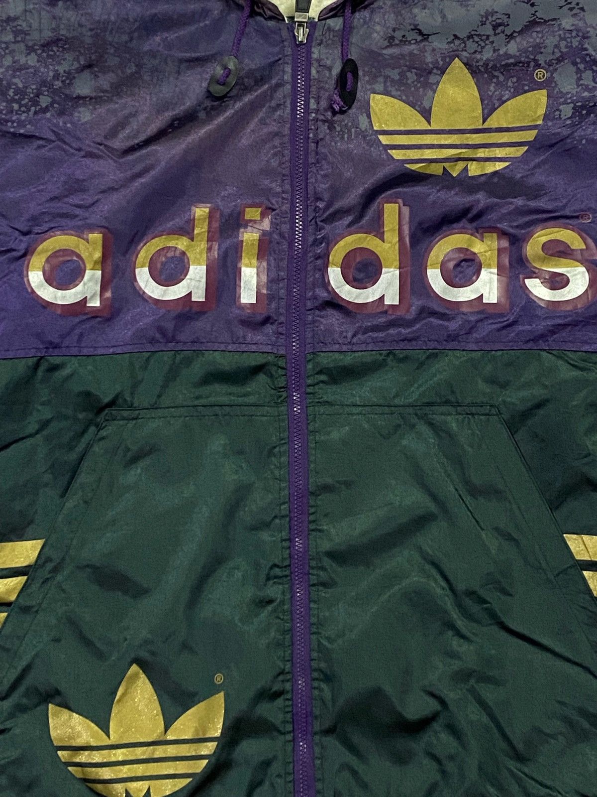 Adidas × Vintage Vintage 90s Adidas Big Logo Over Print Sherpa Jacket Size US M / EU 48-50 / 2 - 14 Thumbnail