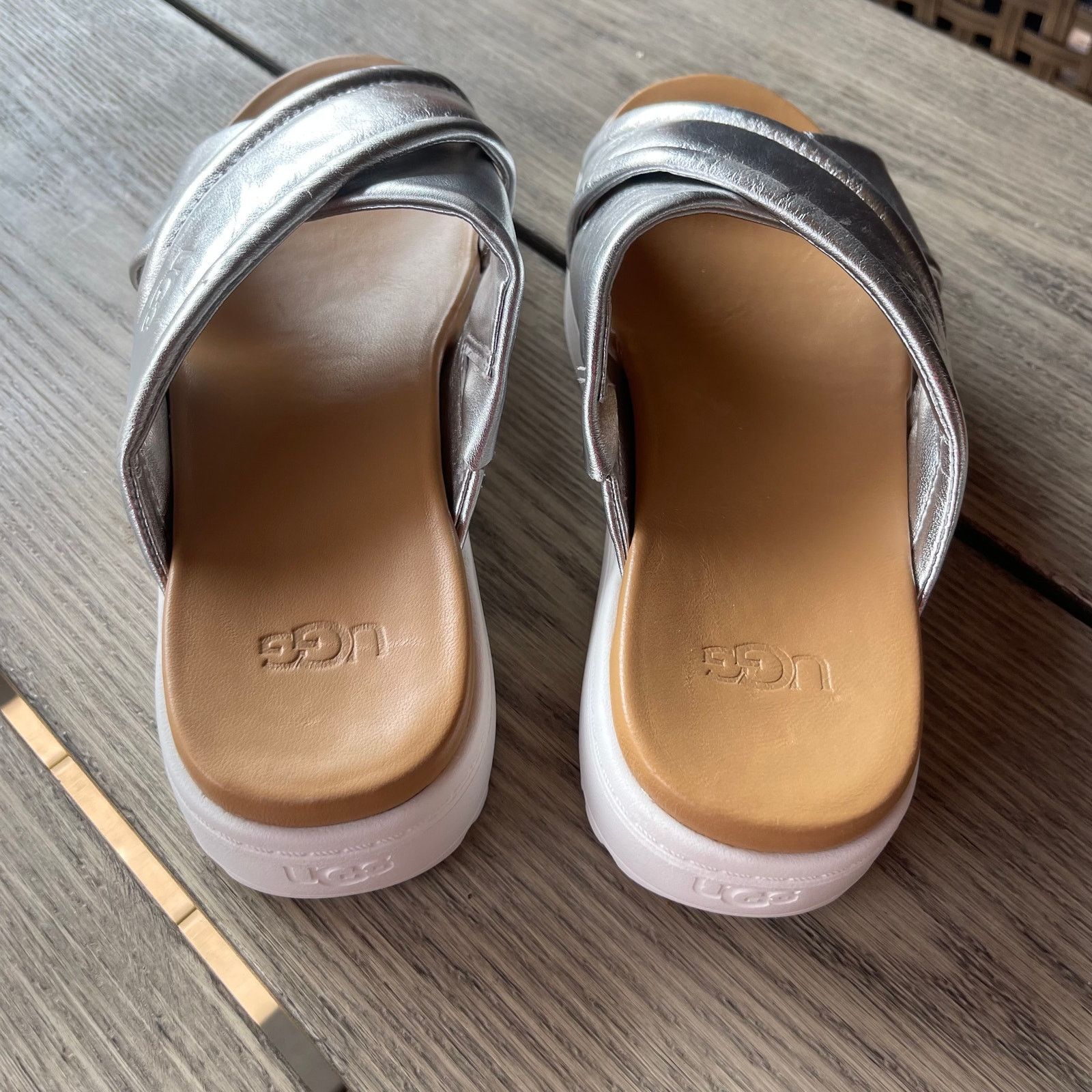 Ugg UGG Zayne Crossband Womens Slide Sandals, 6, Silver Size US 6 / IT 36 - 7 Thumbnail