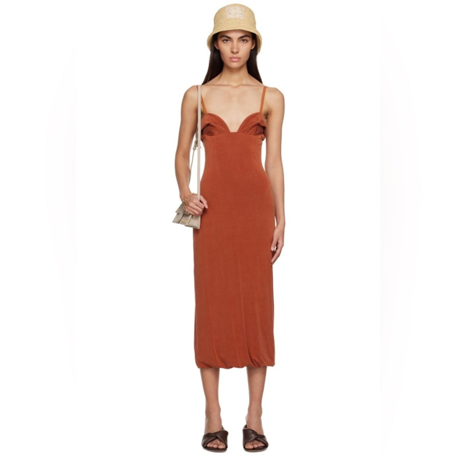 Jacquemus JACQUEMUSOrange Le Raphia Midi Terracotta Dress 40 Size L / US 10 / IT 46 - 1 Thumbnail
