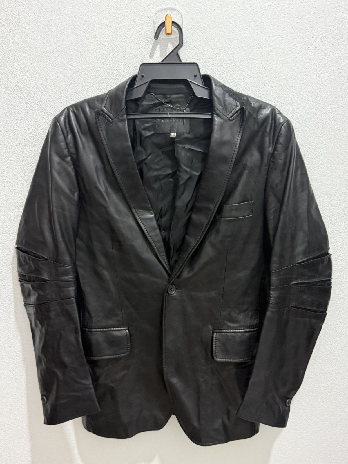 John Richmond John Richmond Rock-Gothic Leather Blazer with Pleated Sleeve Size US M / EU 48-50 / 2 - 1 Thumbnail