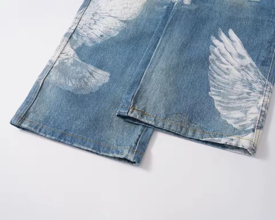 Jean Streetwear Baggy Loose Printed Washed Outdoor Jeans Pants Size US 31 - 7 Thumbnail