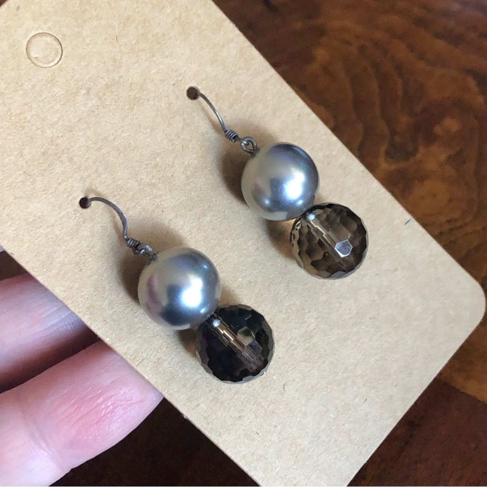 Handmade Hand crafted 925 sterling silver smoky quartz earrings Size ONE SIZE - 1 Thumbnail