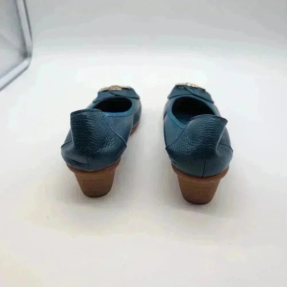 Designer Rare Golddipenguin Blue Leather Heeled slipper rubber sole Size US 5 / IT 35 - 4 Thumbnail