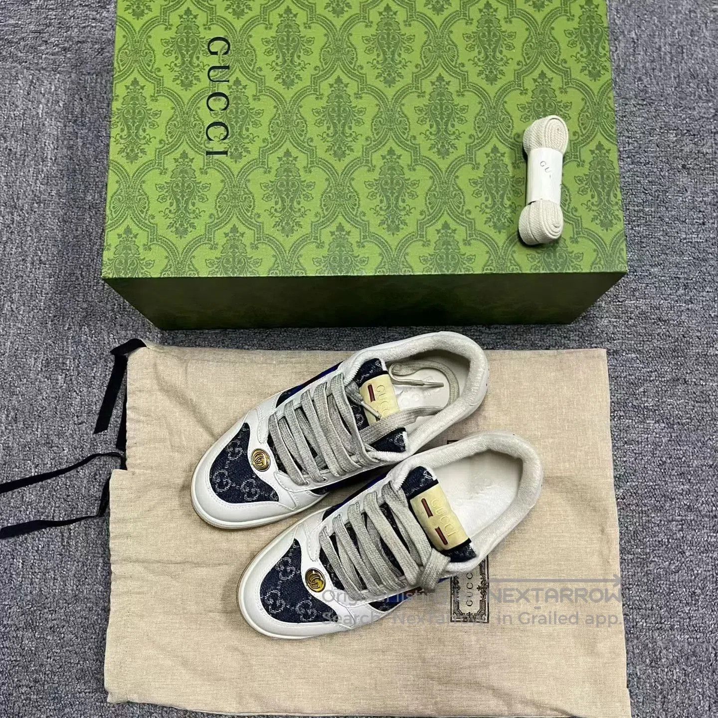 Gucci Gucci White Blue Dirty GG Sneakers. Size US 4.5 / IT 34.5 - 3 Thumbnail
