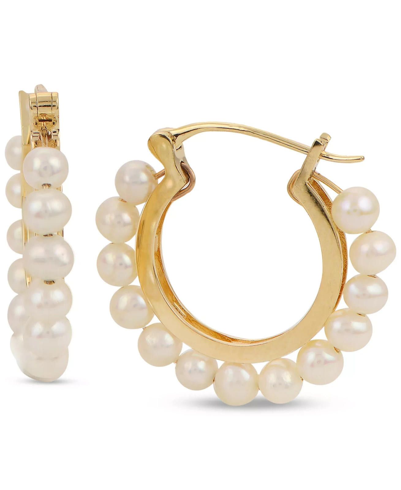 The Unbranded Brand Cultured Freshwater Pearl Hoop Earrings 14k Gold-Plated St Size ONE SIZE - 1 Thumbnail