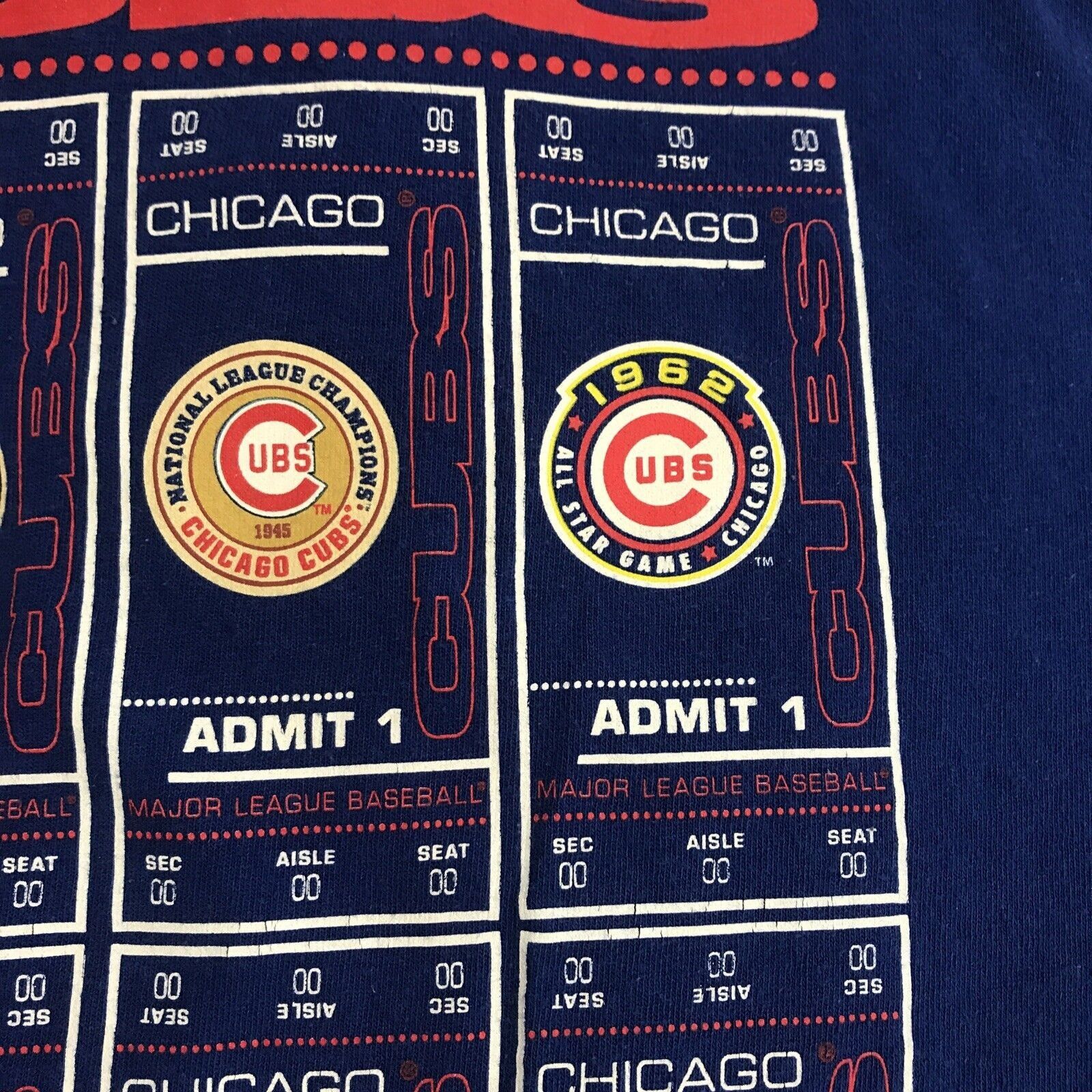 Majestic Majestic Chicago Cubs MLB Basebal Ticket Shirt Adult Large B Size US L / EU 52-54 / 3 - 11 Thumbnail