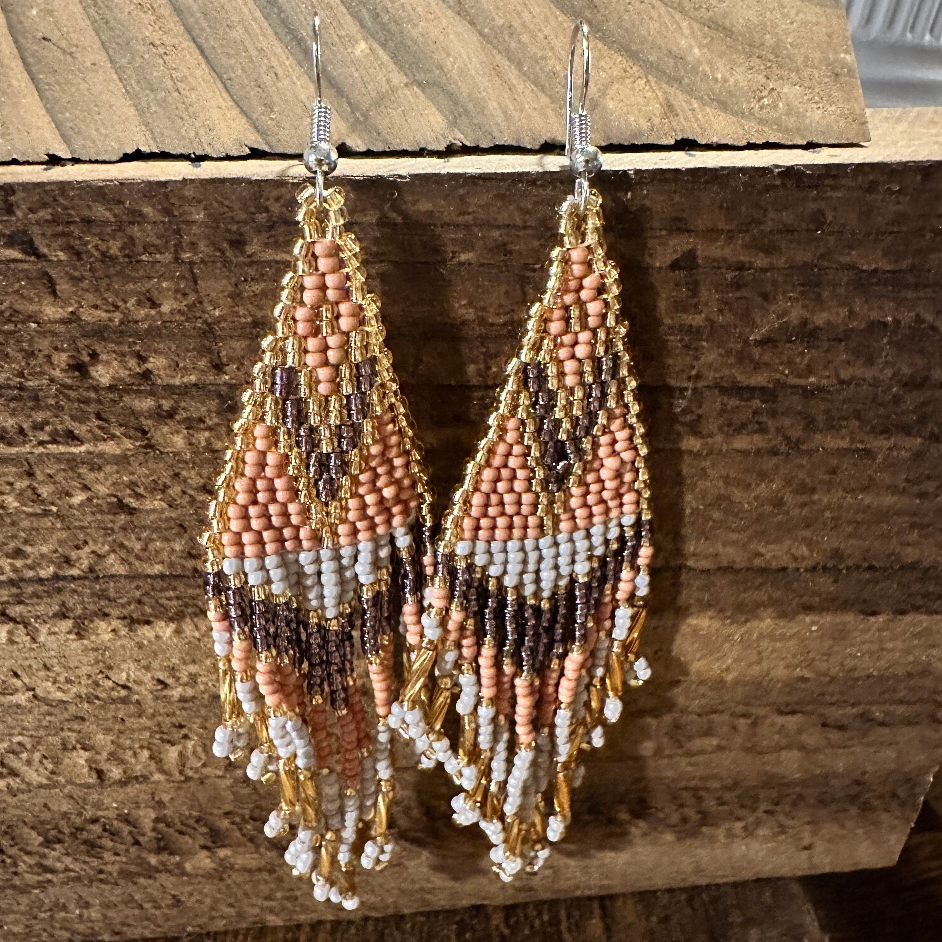Other Handcrafted Bohemian Navajo Seed Bead Dangle Earrings with P Size ONE SIZE - 4 Thumbnail