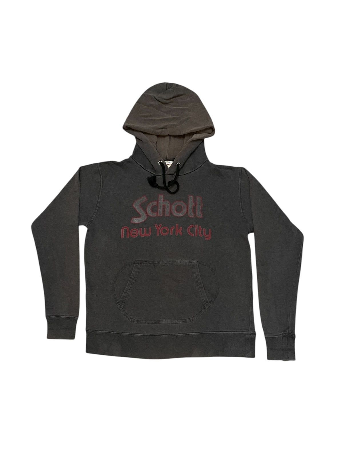 Schott 90s SCHOTT NYC PULLOVER HOODIE SPELLOUT SUND FADED Size US M / EU 48-50 / 2 - 1 Thumbnail