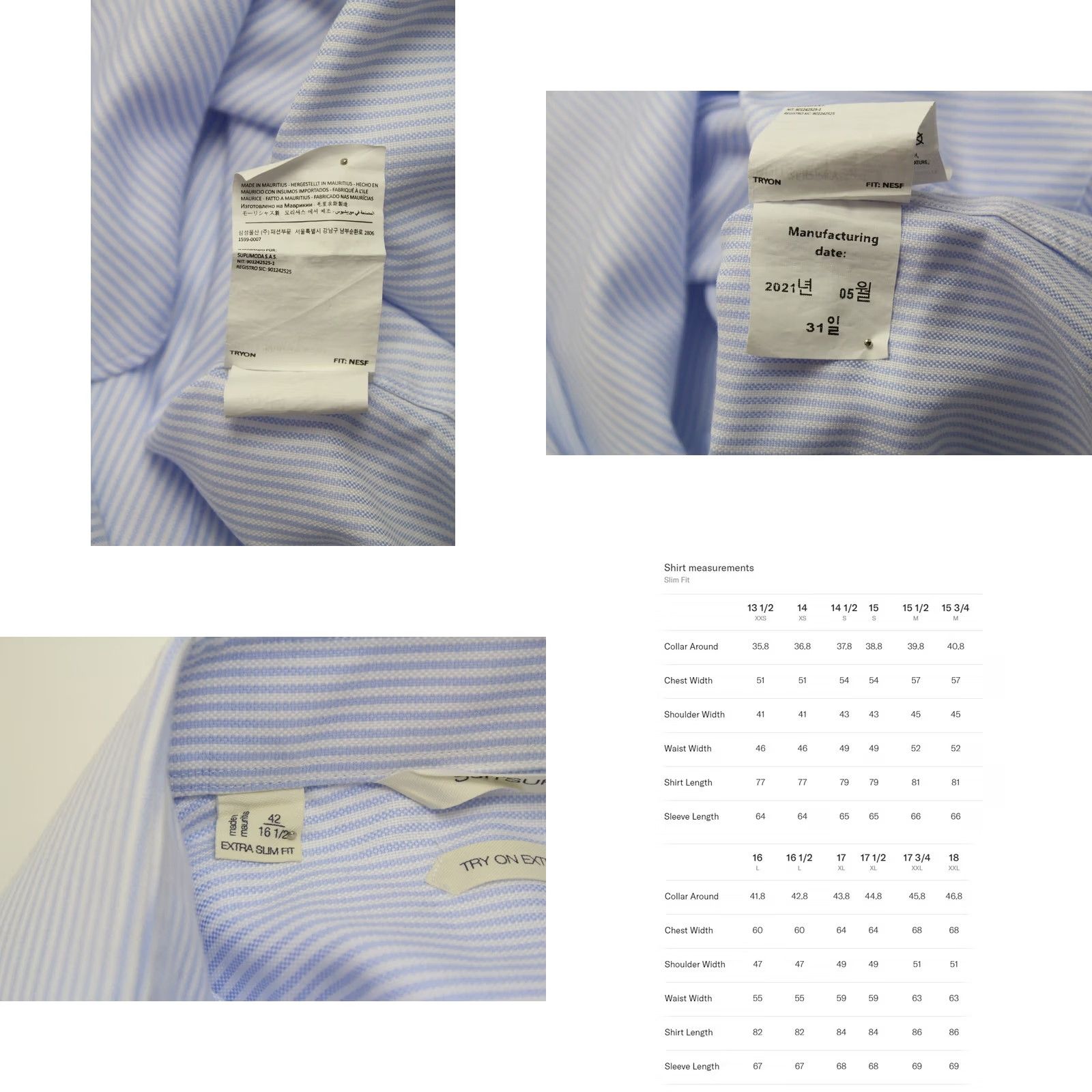 Suitsupply Suitsupply Try On Extra Slim Fit Formal Shirt Men's 42 / 16 1/2 Pinstriped Shirt - Blue - Cotton - Button-Up - Mens Size 42R - 8 Thumbnail