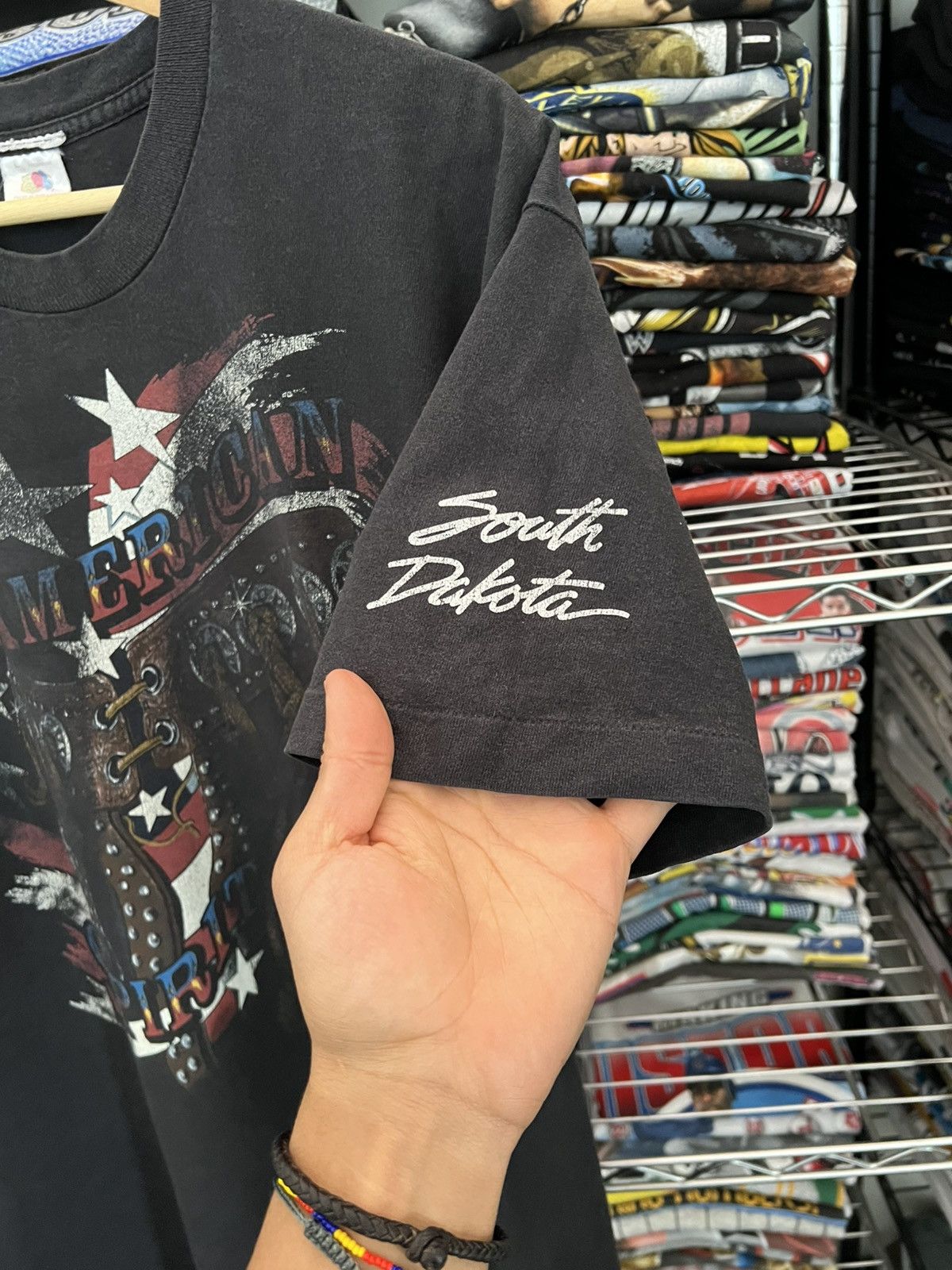 Harley Davidson 90s American Spirit Cowboy South Dakota USA Faded Tee Size US L / EU 52-54 / 3 - 3 Thumbnail