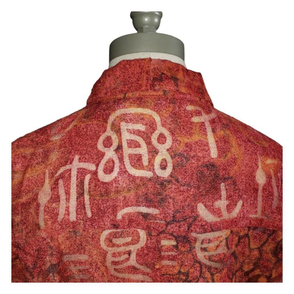 Designer CT737 Ladies Brick Red Abstract Long Sleeve Shirt Size M / US 6-8 / IT 42-44 - 3 Thumbnail