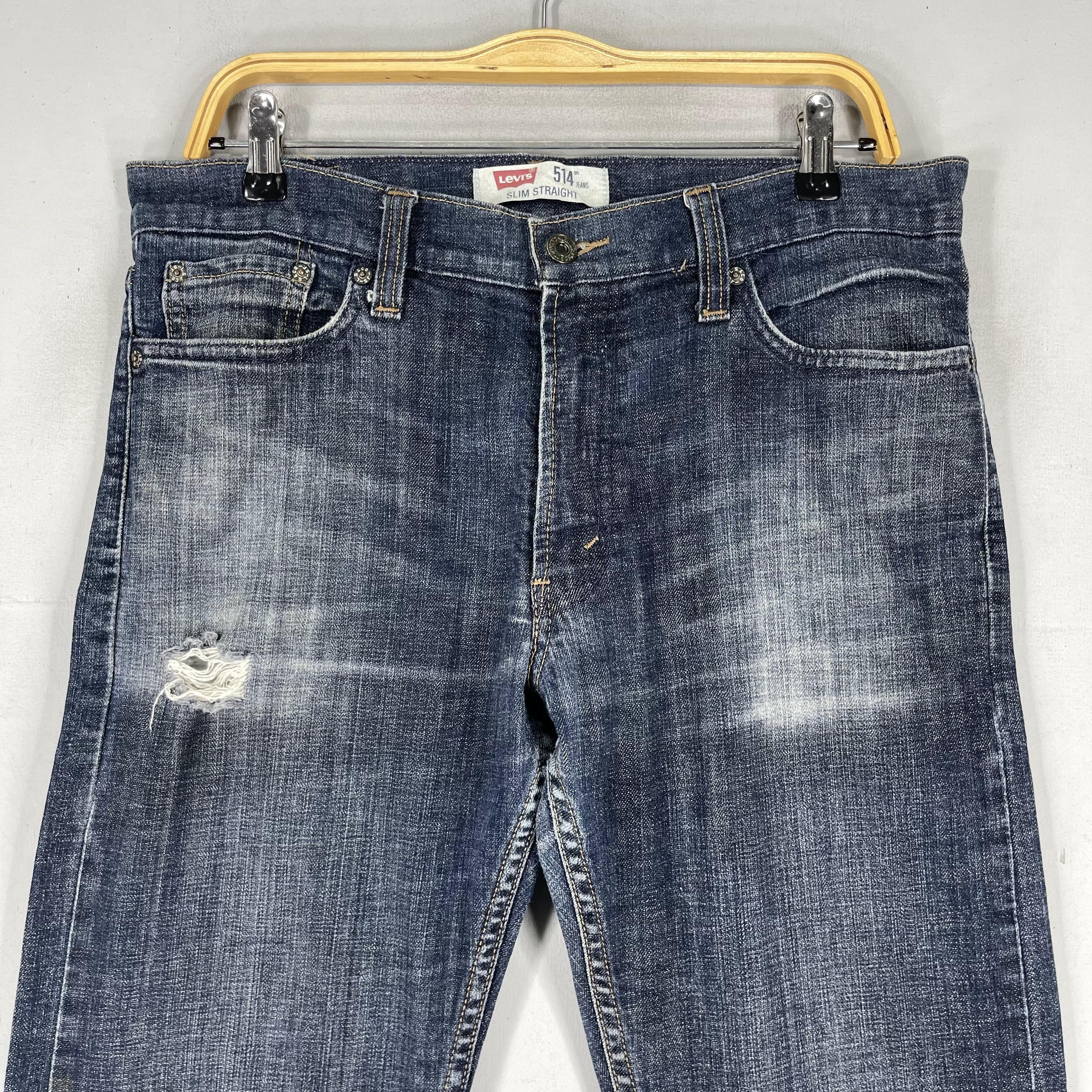 Levi's W34 L30 Vintage 514 Slim Straight Distressed Ripped Jeans Size US 34 / EU 50 - 2 Thumbnail
