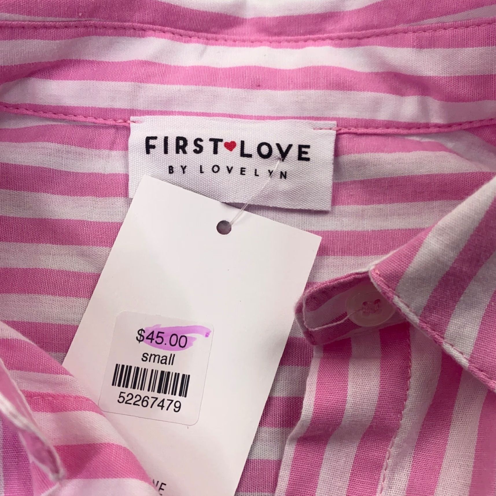 Vintage First Love Womens Shirt Pink Striped Light Oversized Small Size M / US 6-8 / IT 42-44 - 3 Thumbnail