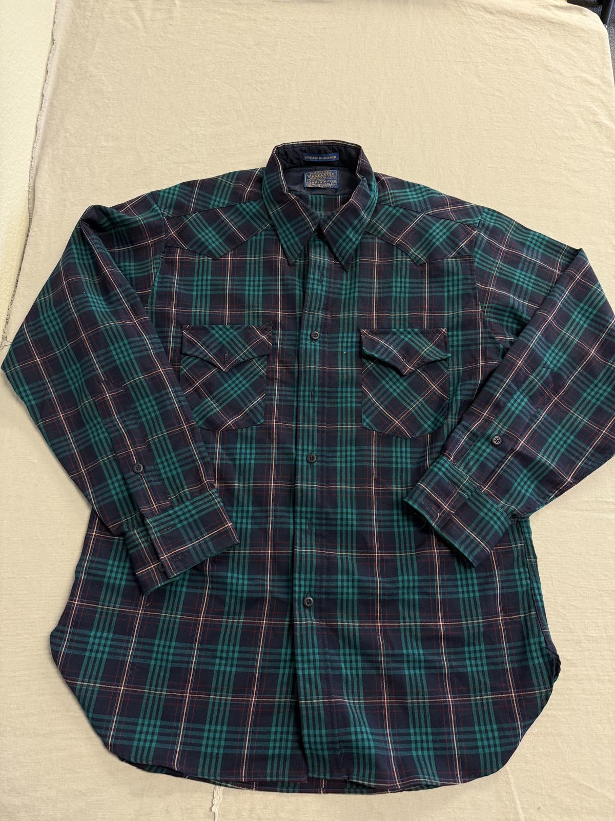 Pendleton Vintage Pendleton Button Up Checkered Green Navy Plaid Size US L / EU 52-54 / 3 - 1 Thumbnail