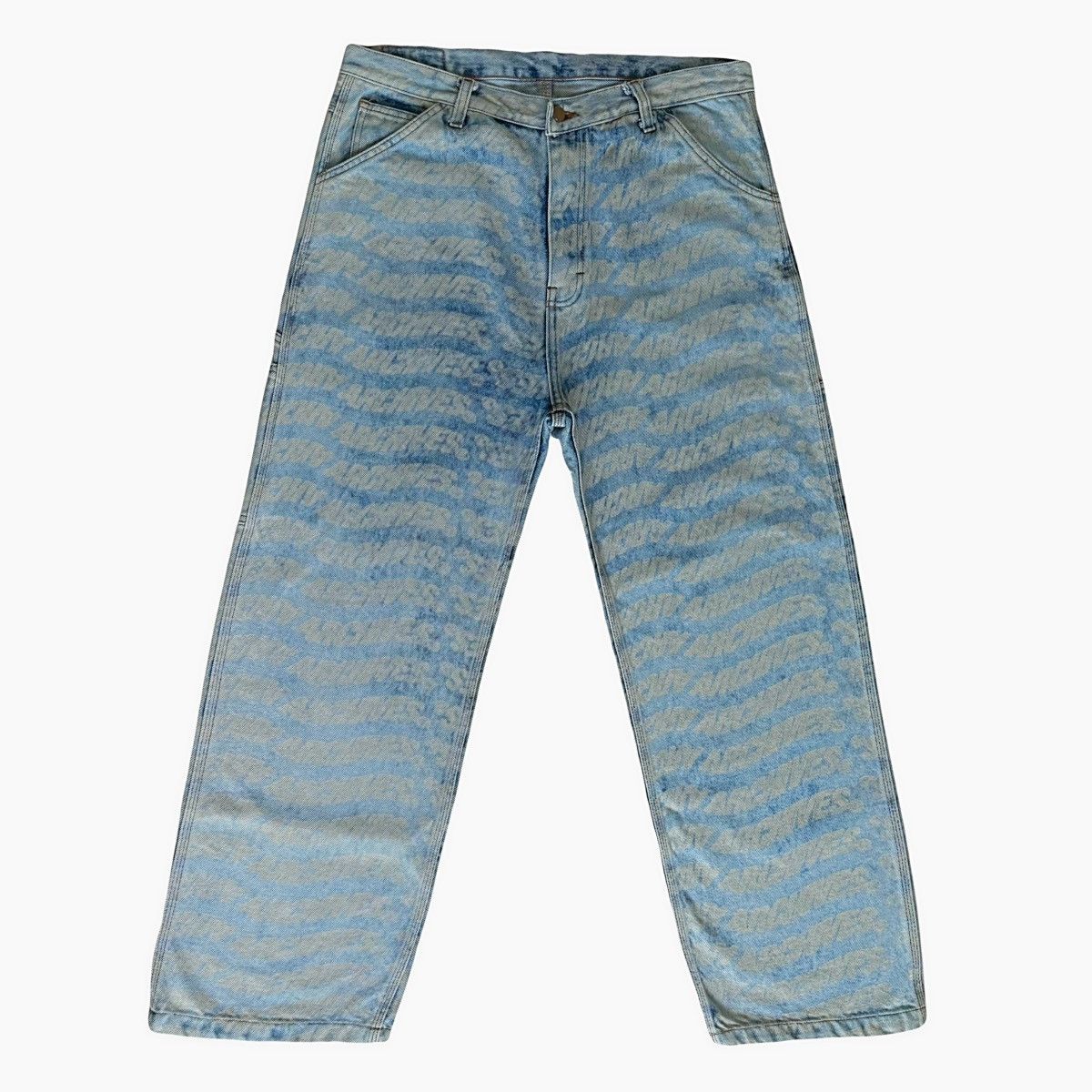 Light Wash Logo Print Denim – All Over Graphic Pattern