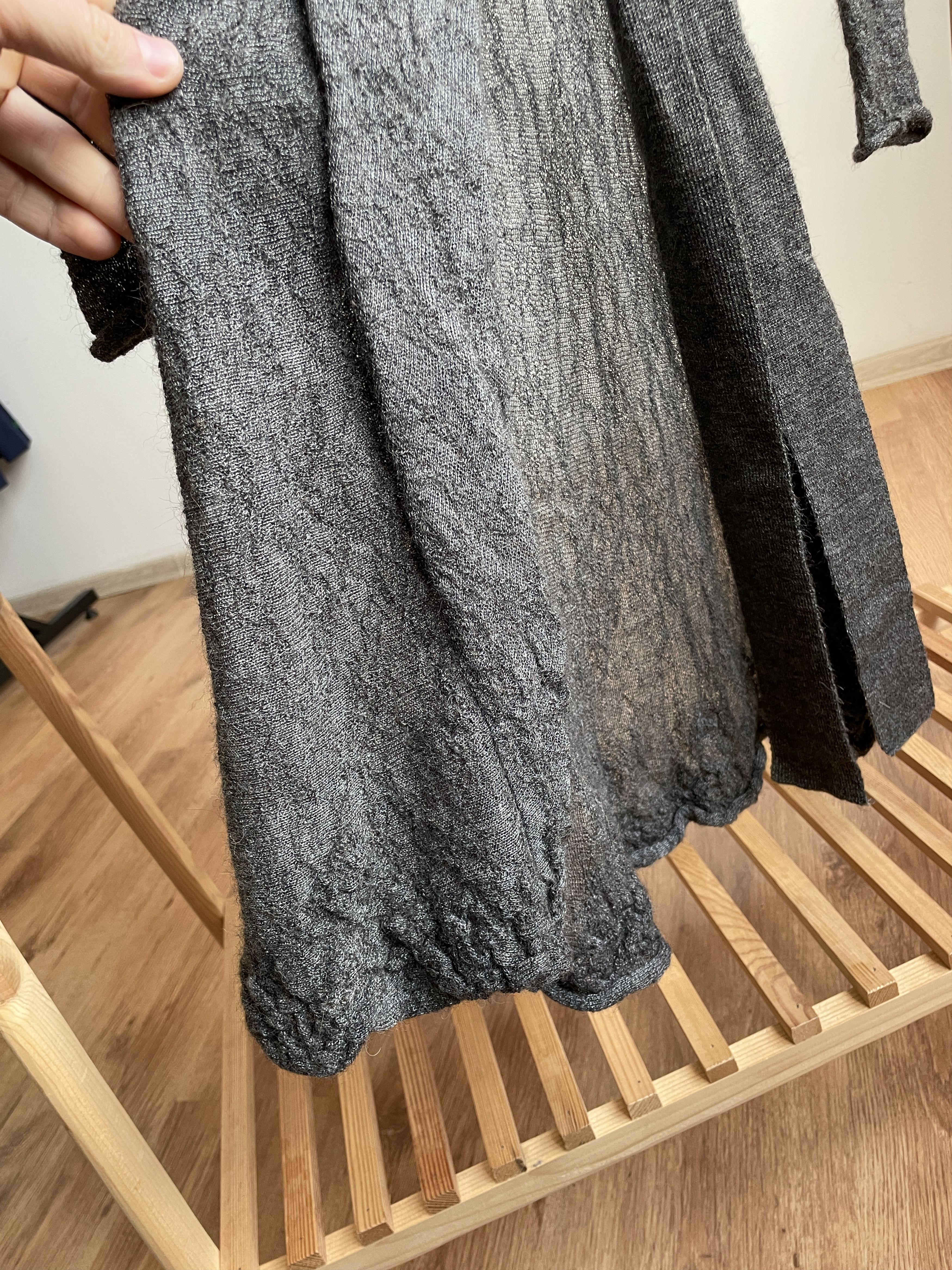 Sarah Pacini Sarah Pacini Crinkled Wool Knit Belted Cardigan Maxi Dress Size ONE SIZE - 9 Thumbnail