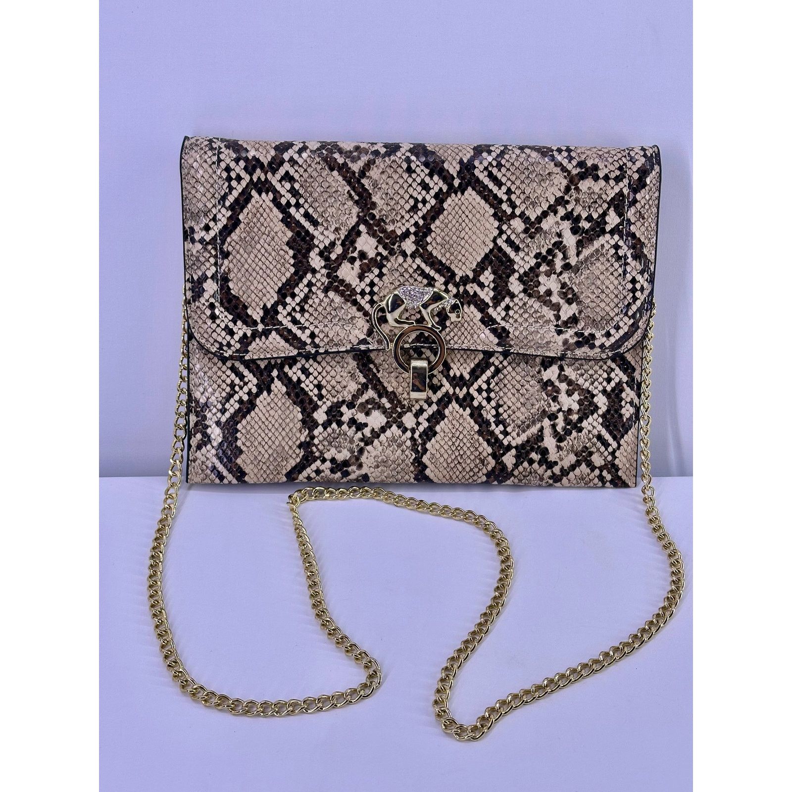 & Other Stories Vintage Snake Leather Shoulder Bag Jaguar Gold Lock Size ONE SIZE - 5 Thumbnail