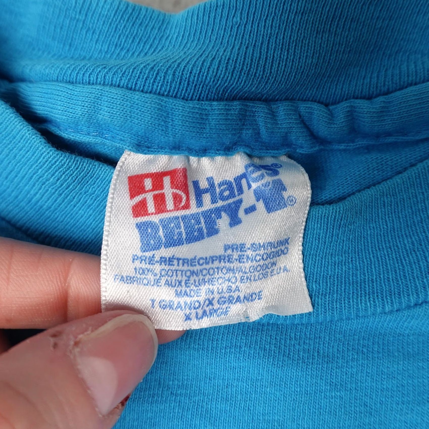 Hanes VINTAGE Hanes Beefy-T Shirt Mens XL Blue Cowboy Boots Graphic Long Sleeve 90s USA Made Size US XL / EU 56 / 4 - 2 Thumbnail