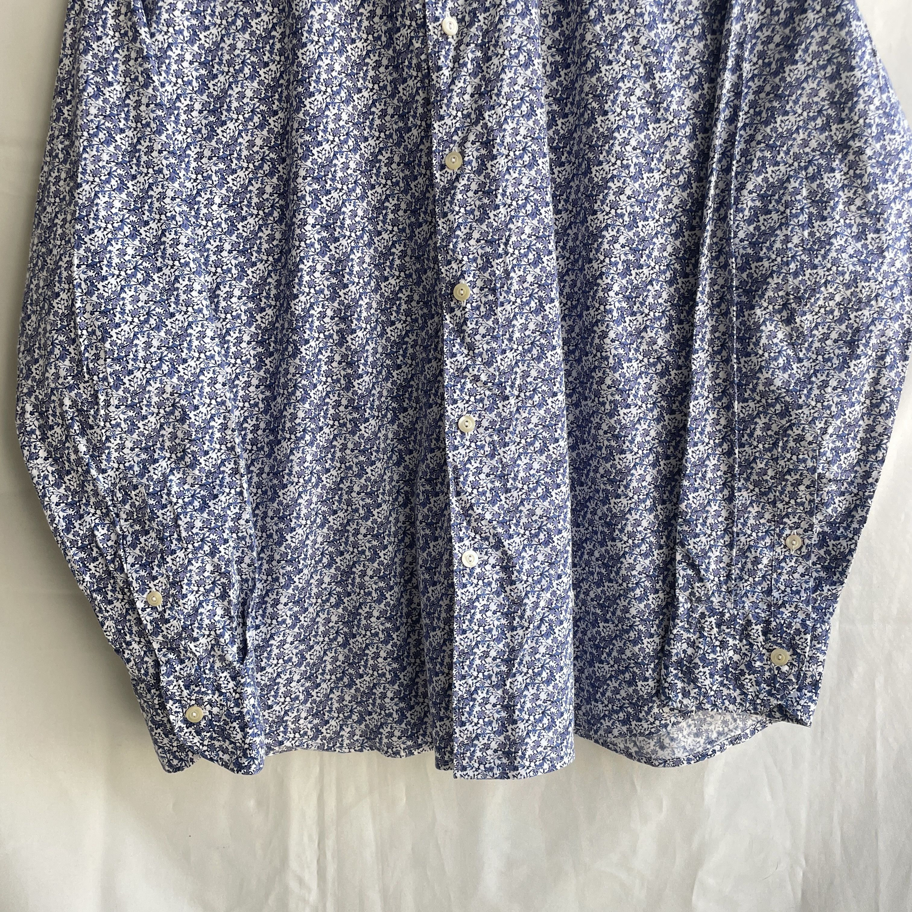 Tintoria Mattei Tintoria Mattei 954 Floral Slim Cotton Spread Collar Shirt Size 42R - 5 Thumbnail