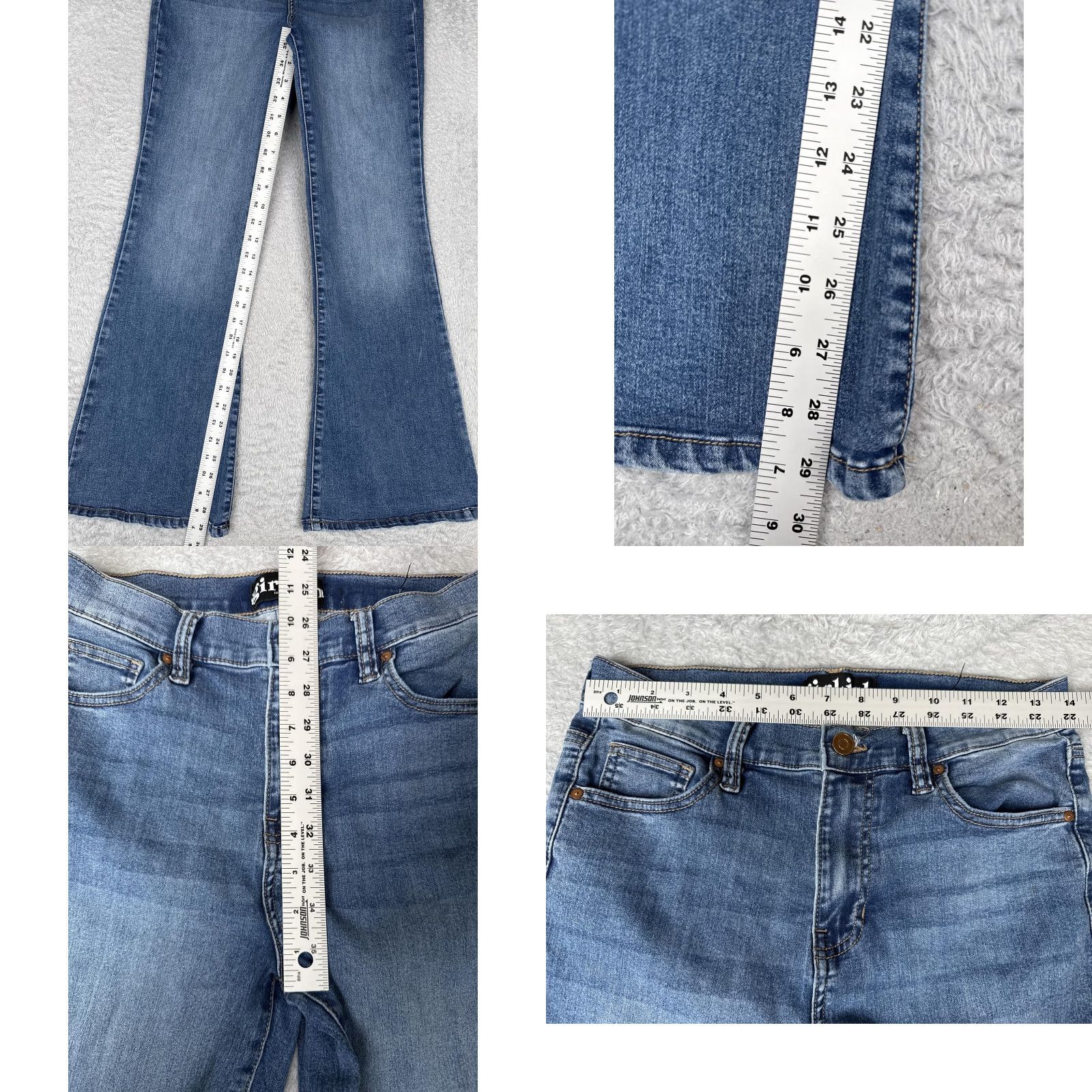 Vintage VINTAGE Girlish Jeans Womens 7 28 Blue High Rise Flare Stretch Denim Medium Wash Boho Jeans Womens Bohemian 90s Womens Mens? Size 28" / US 6 / IT 42 - 8 Thumbnail