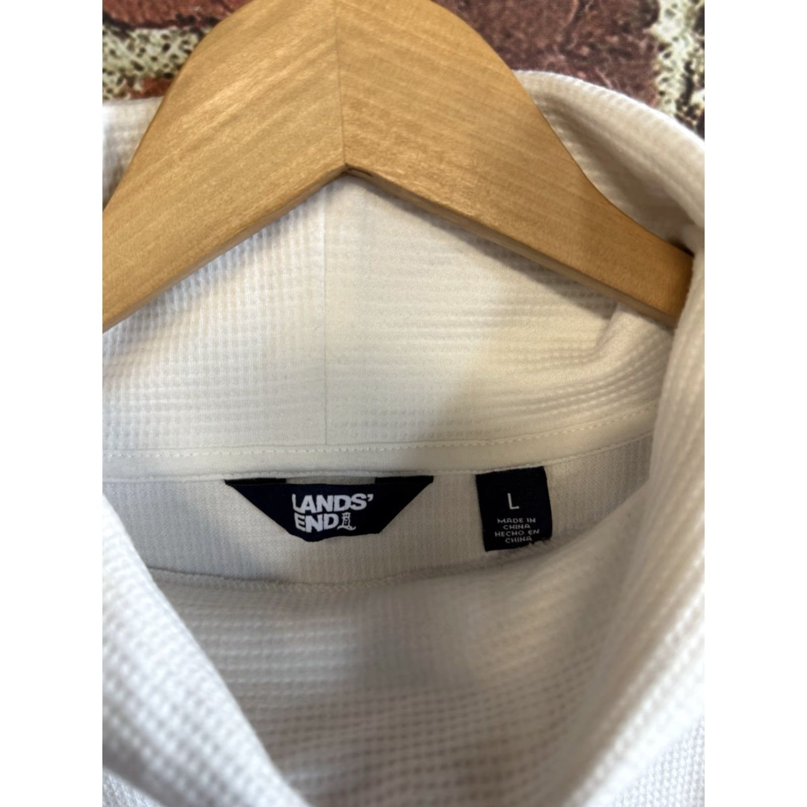 Lands' End Lands End Womens White Long Sleeve Turtleneck Shirt Size Large Waffled Size L / US 10 / IT 46 - 3 Thumbnail
