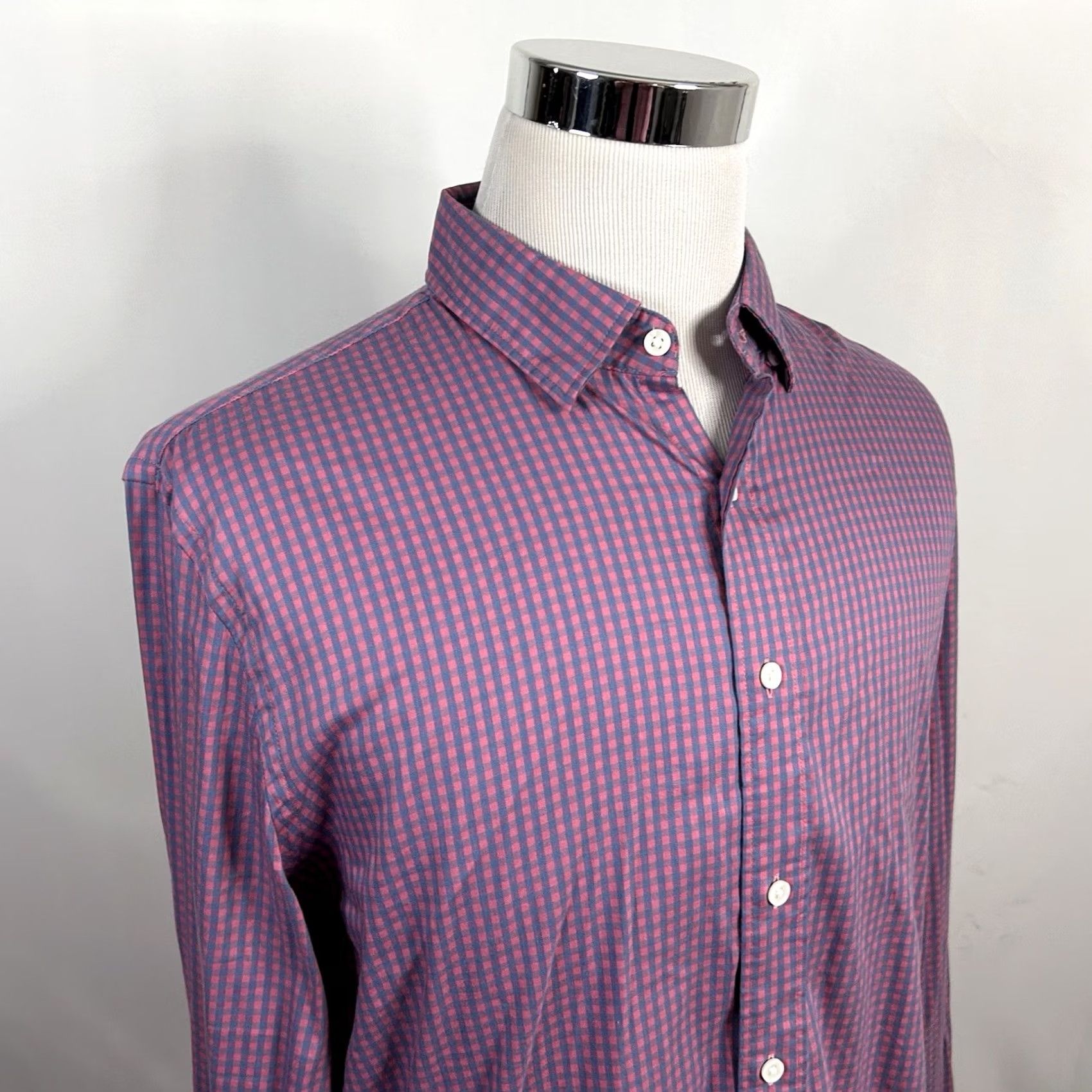 Faherty Faherty The Movement Shirt Plaid Red Blue Cotton Nylon Blend Button-Front Long Sleeve Casual Mens L Size US L / EU 52-54 / 3 - 2 Thumbnail