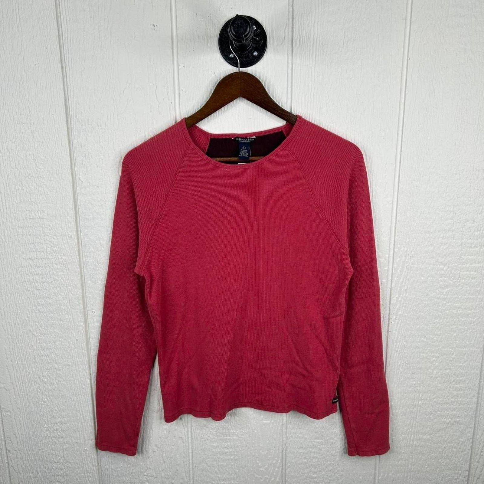 American Eagle Outfitters Y2K American Eagle Outfitters Red Long Sleeve Tee Large Size L / US 10 / IT 46 - 2 Thumbnail