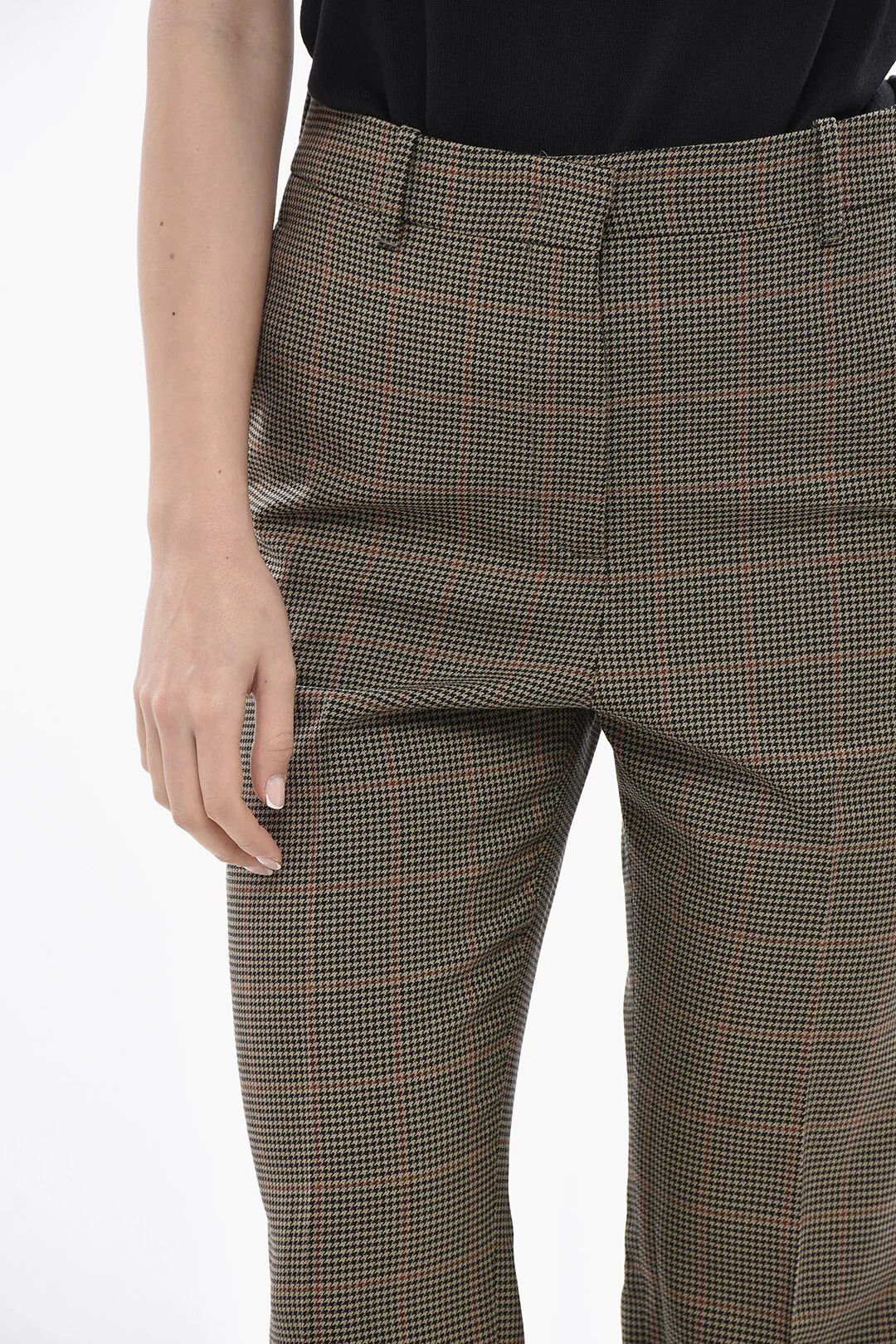 Golden Goose og1mm0426 Pied-de-Poule Virgin Wool Pant in Beige Size 27" / US 4 / IT 40 - 3 Thumbnail