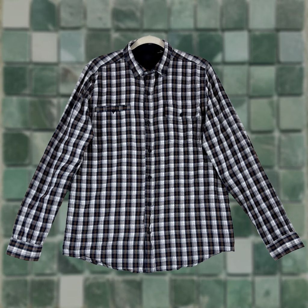 Vintage Comune Blue Plaid Button-Up Shirt Mens XL Long Sleeve 100% Cotton Casual Shirt Size US XL / EU 56 / 4 - 1 Thumbnail