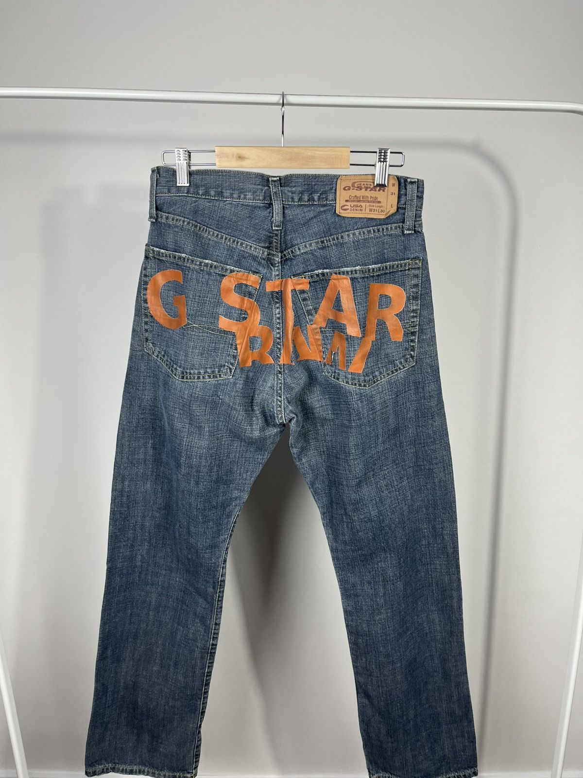 G-Star G Star Raw Jeans Custom Big Logo W31 L30 Blue Straight Fit Size US 31 - 2 Thumbnail