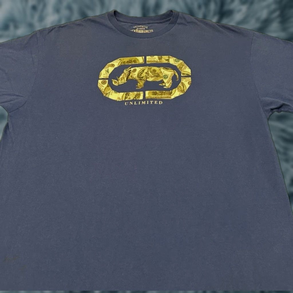 Ecko Unltd. VINTAGE Ecko Unltd Cash Money Classic Logo Shirt XL Blue Men Short Sleeve 90s Grunge Hip Hop Skater Logo Mens Size US XL / EU 56 / 4 - 1 Thumbnail