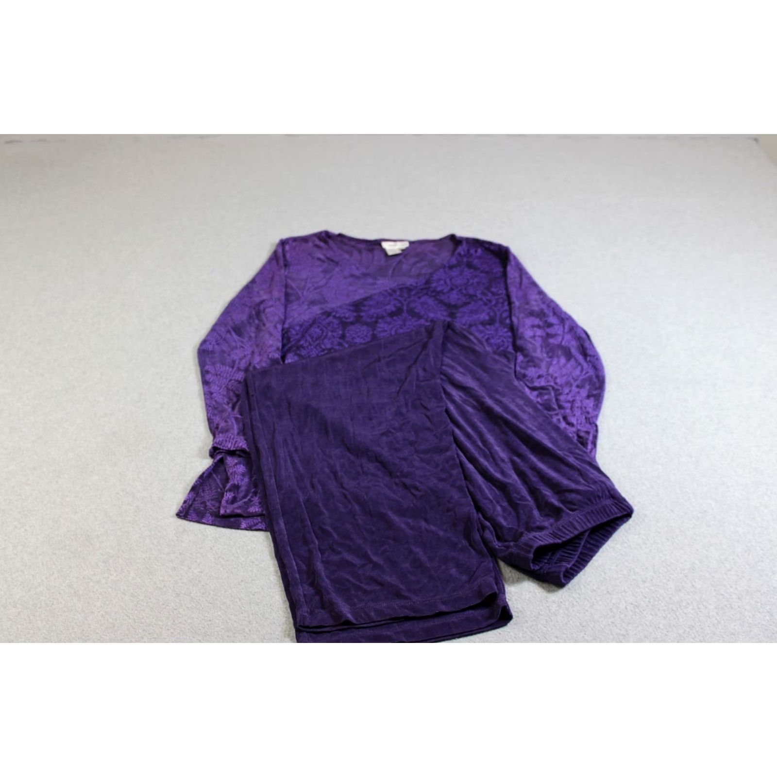 Coldwater Creek VINTAGE Coldwater Creek Shirt Pants Set Women L Purple Floral Acetate Velour Bohemian 2 Piece L Womens Size L / US 10 / IT 46 - 2 Thumbnail