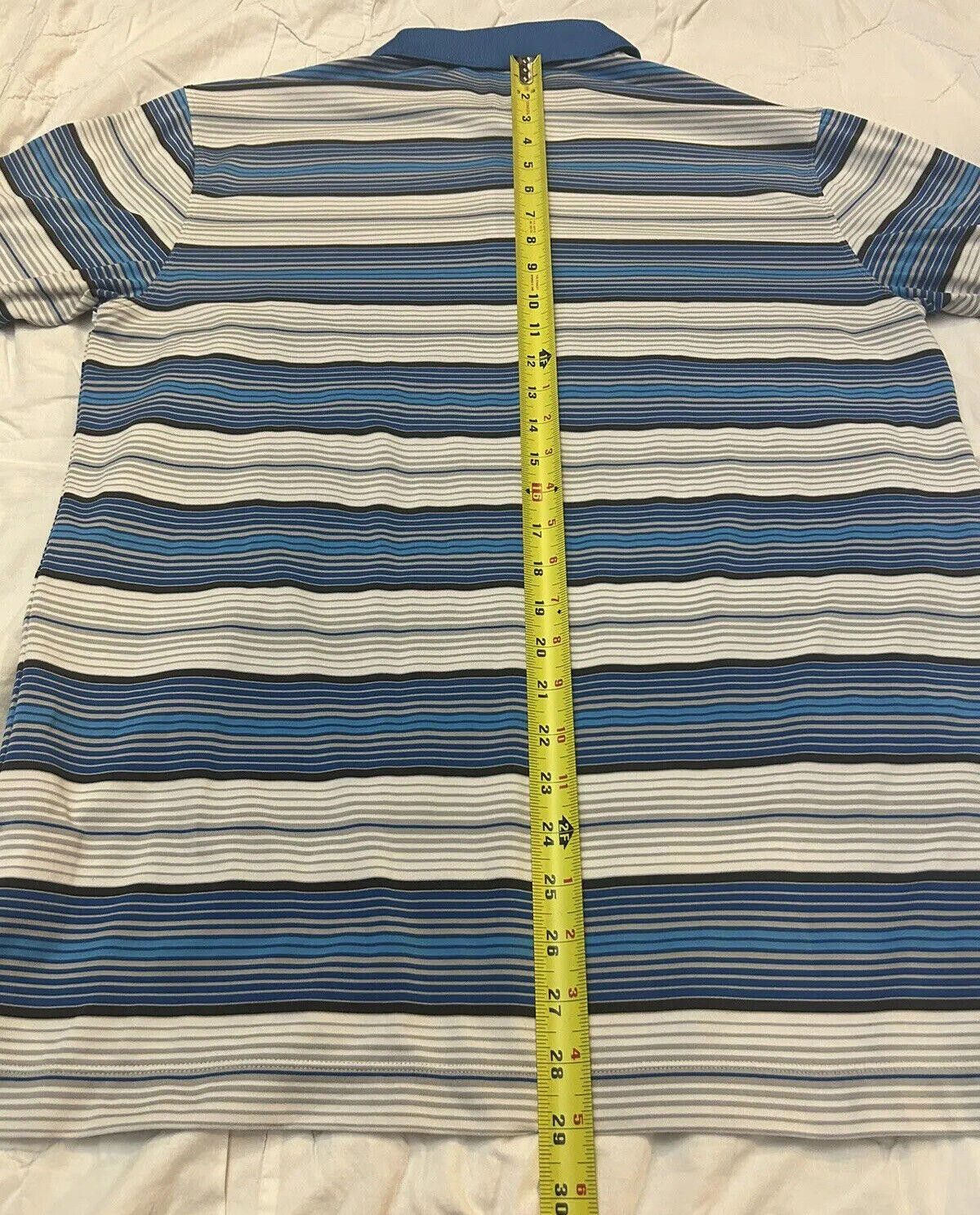 Nike Nike Men's Golf Polo Blue White Grey Striped FitDry - Sz M Size US M / EU 48-50 / 2 - 7 Thumbnail