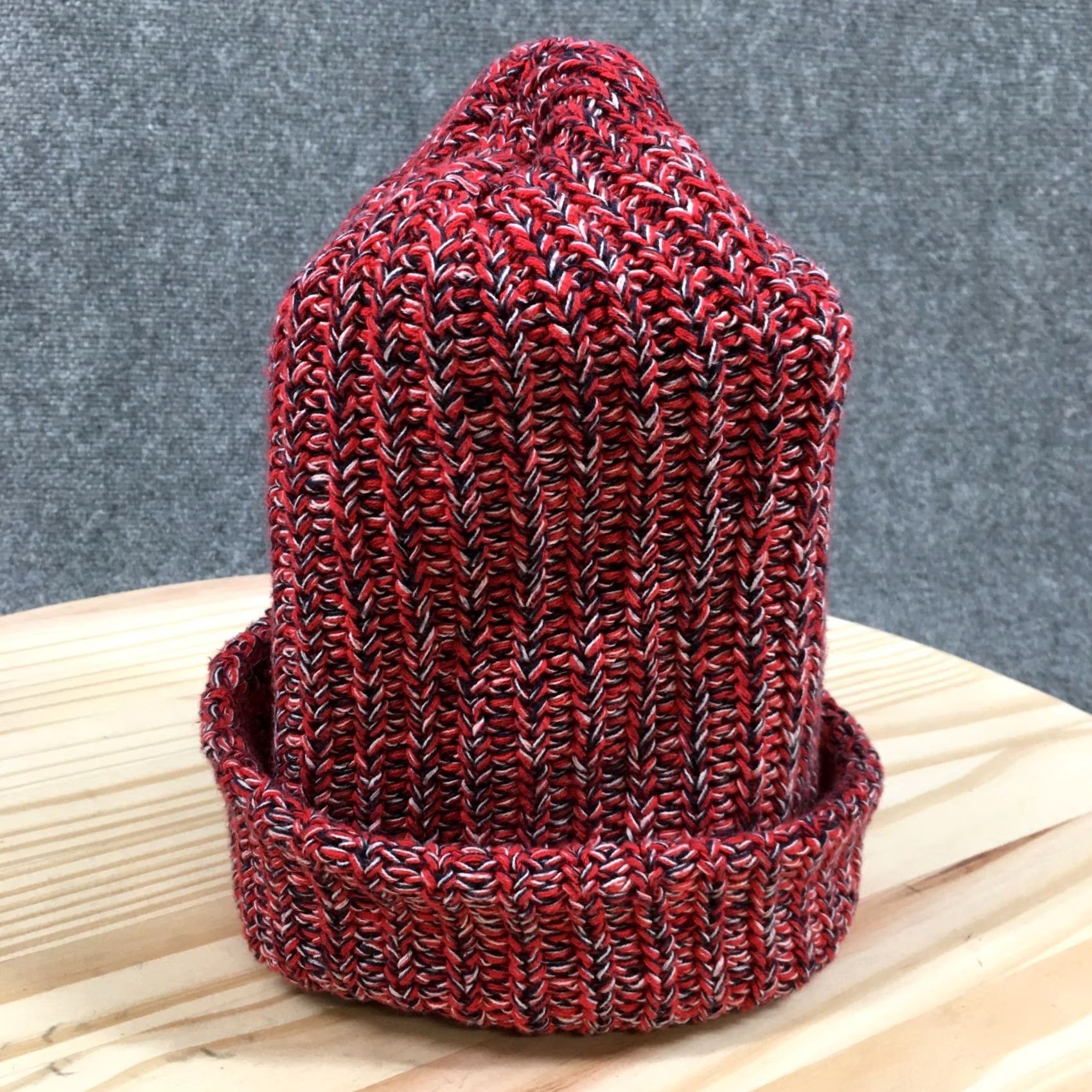 Vintage Love Your Melon Beanie Hat Adult Red White Black Marled Knit Cuffed Winter Cap Mens Size ONE SIZE - 5 Thumbnail