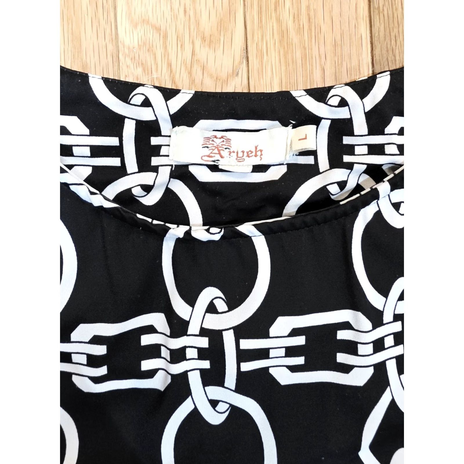 VIBE Aryeh Geometric Retro White A-Line Dress L Women Short Size L / US 10 / IT 46 - 3 Thumbnail