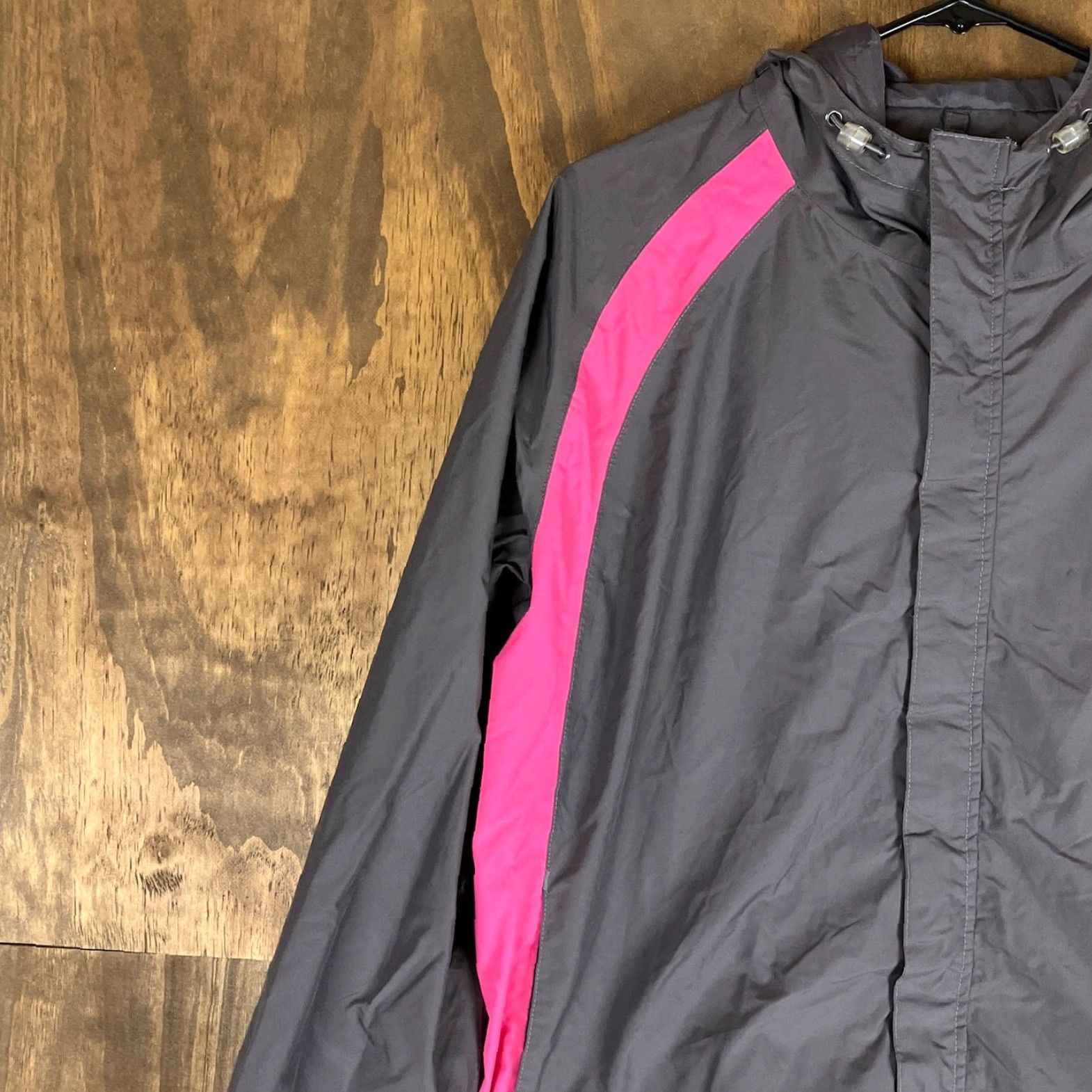 Pinko Coleman Jacket Gray Pink Windbreaker Womens Zip Up 100% Nylon L XL Hooded Full Zip Casual Outdoors Size L / US 10 / IT 46 - 4 Thumbnail