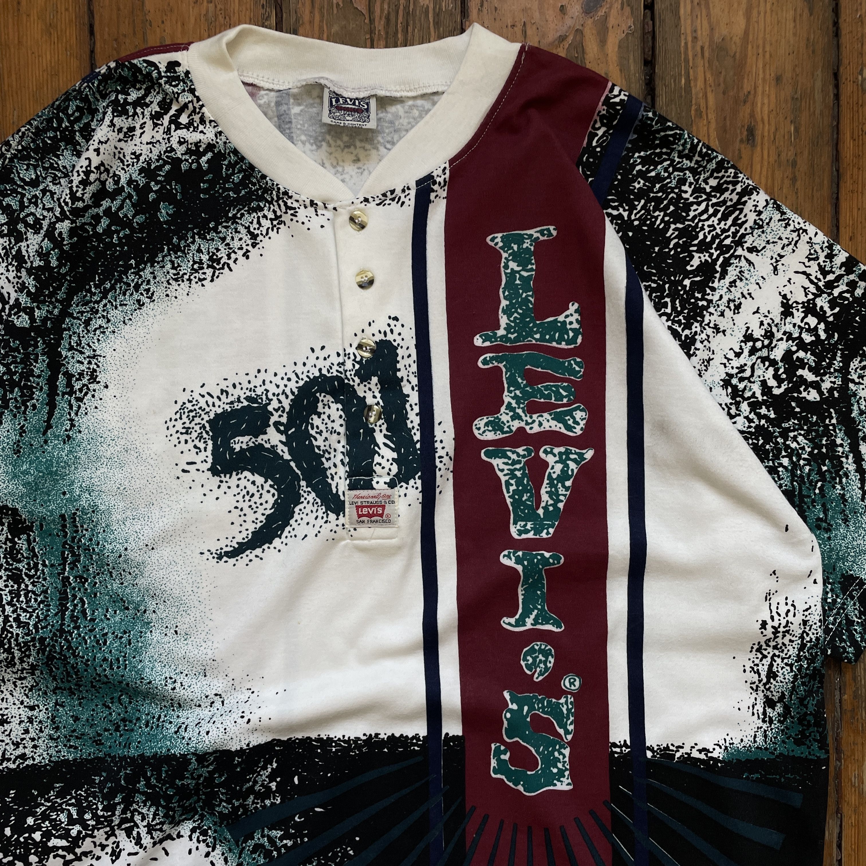 Japanese Brand × Levi's × Vintage vintage 90s levis usa full print 501 shirt Size US XL / EU 56 / 4 - 3 Thumbnail