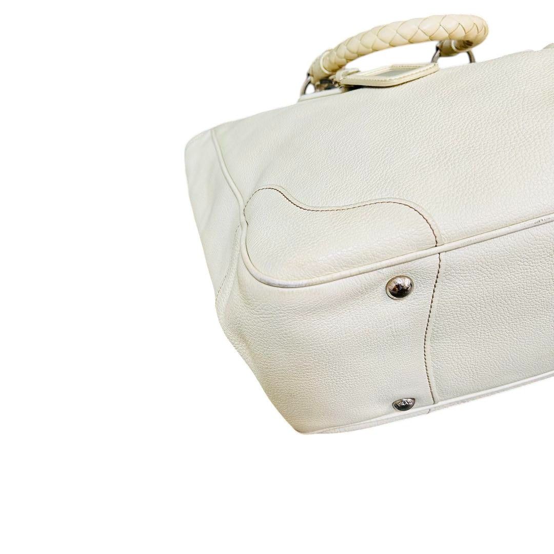 Prada Prada - Shoulder Bag Handbag White Nappa Leather Gold Size ONE SIZE - 6 Thumbnail