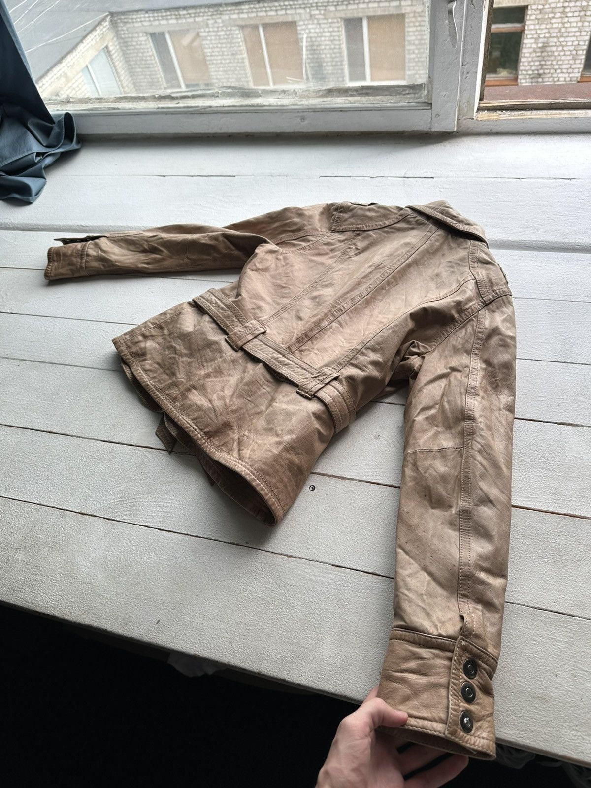 Vintage 🚨AVANT-GARDE BROWN Rick Owen’s Opium Y2K LEATHER JACKET Size M / US 6-8 / IT 42-44 - 12 Thumbnail