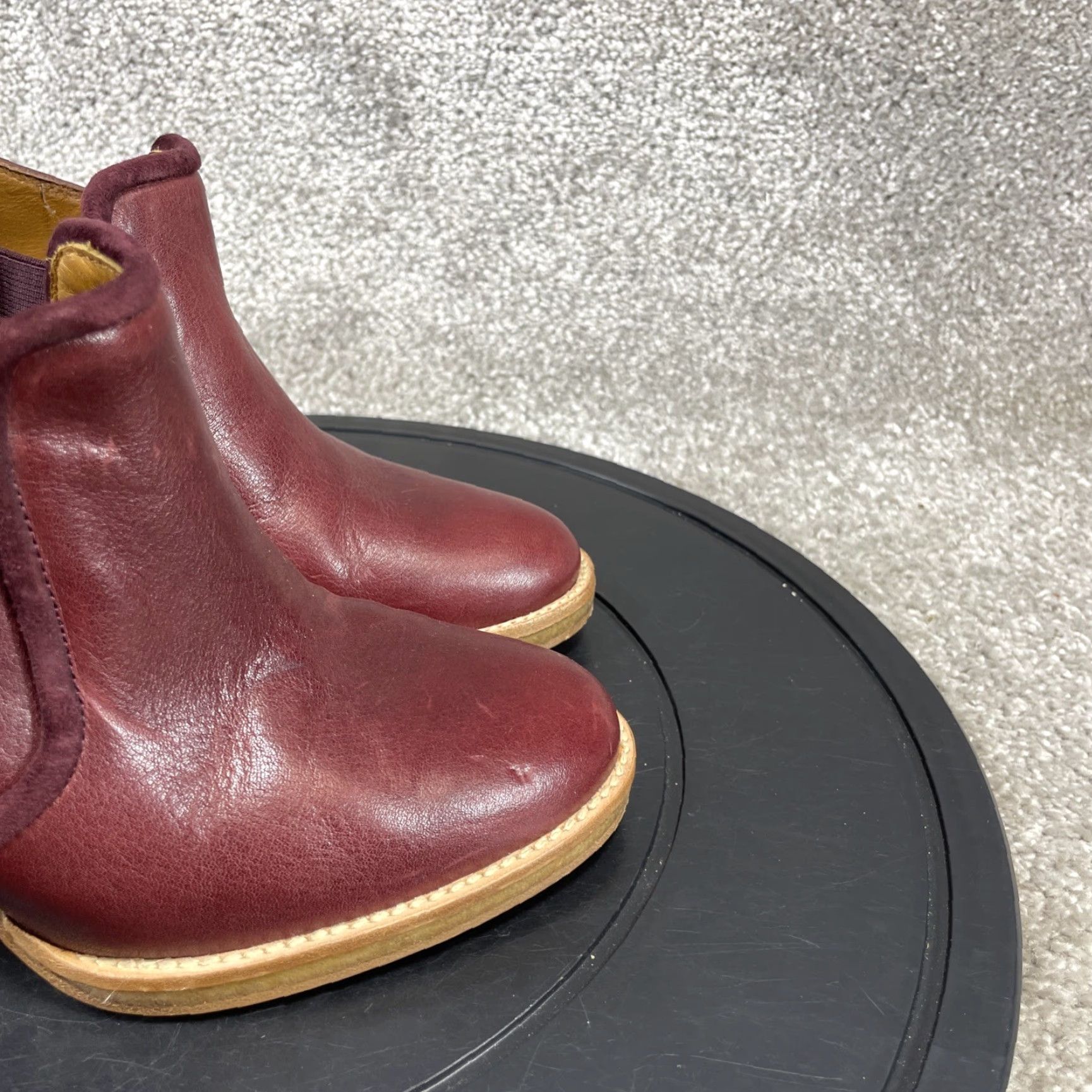 Isabel Marant VINTAGE Isabel Marant Women’s Boots Casual Party Leather Block Heel Slip-On 6.5 US Burgundy Size US 5 / IT 35 - 2 Thumbnail