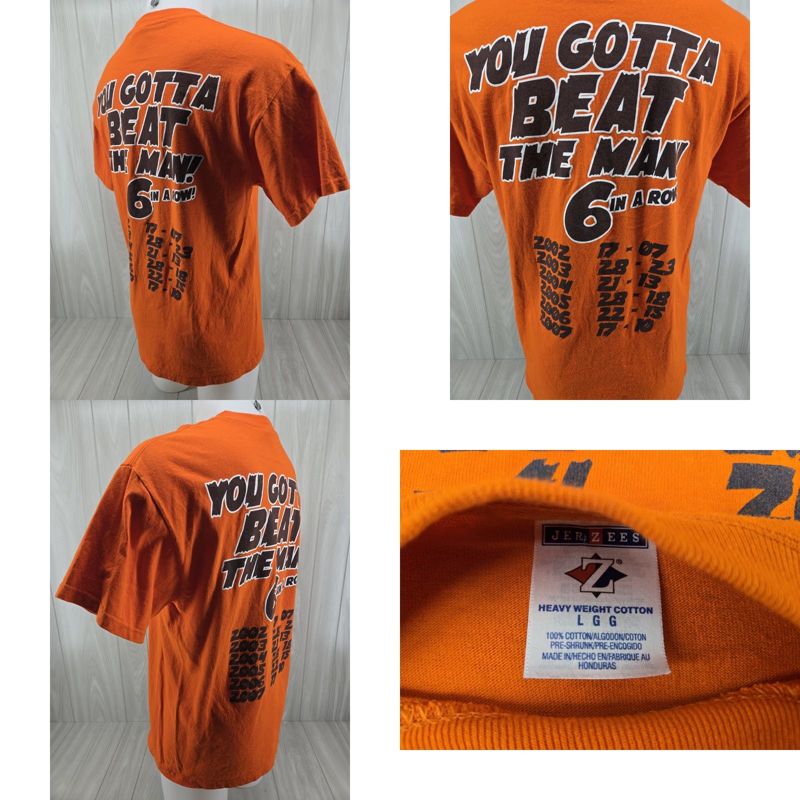 Jerzees VINTAGE Auburn Tigers Shirt Mens Large To be the Man 6 in a Row Double Sided Vintage Size US L / EU 52-54 / 3 - 8 Thumbnail