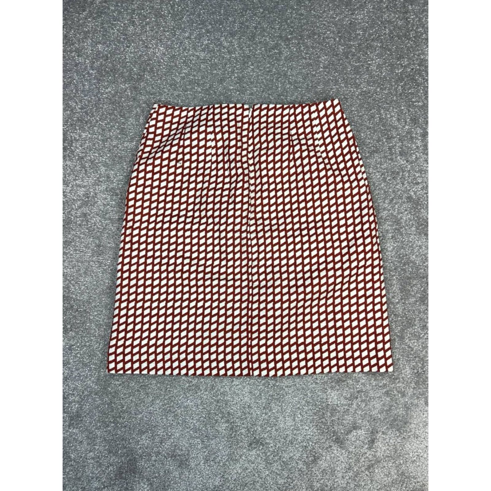Ann Taylor Ann Taylor A Line Skirt Womens 2 White Geometric Cotton Stretch Back Zip New Size 26" / US 2 / IT 38 - 2 Thumbnail