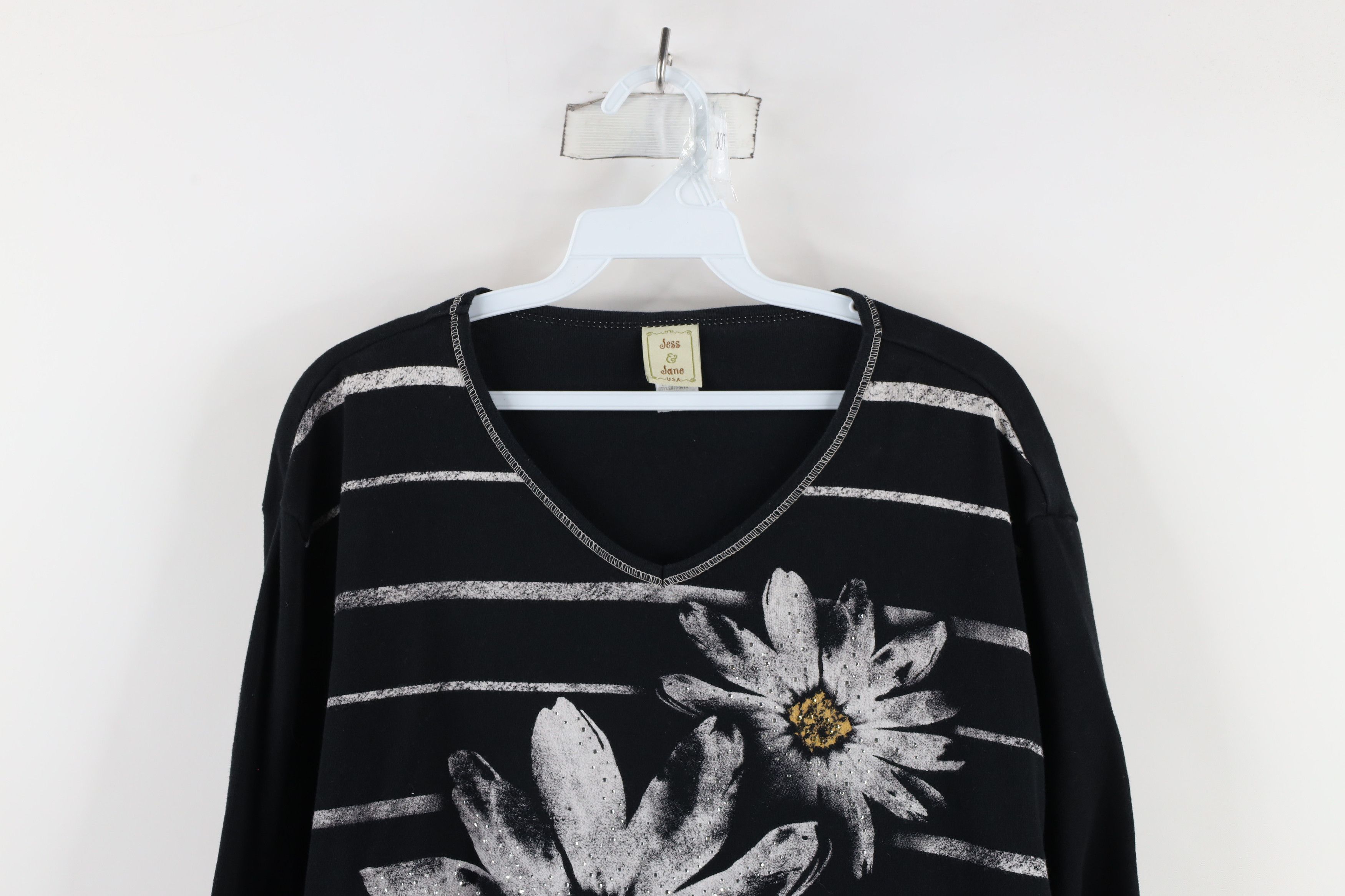 Vintage Vintage 90s Streetwear Striped Flower 3/4 Sleeve T-Shirt USA Size XL / US 12-14 / IT 48-50 - 2 Thumbnail