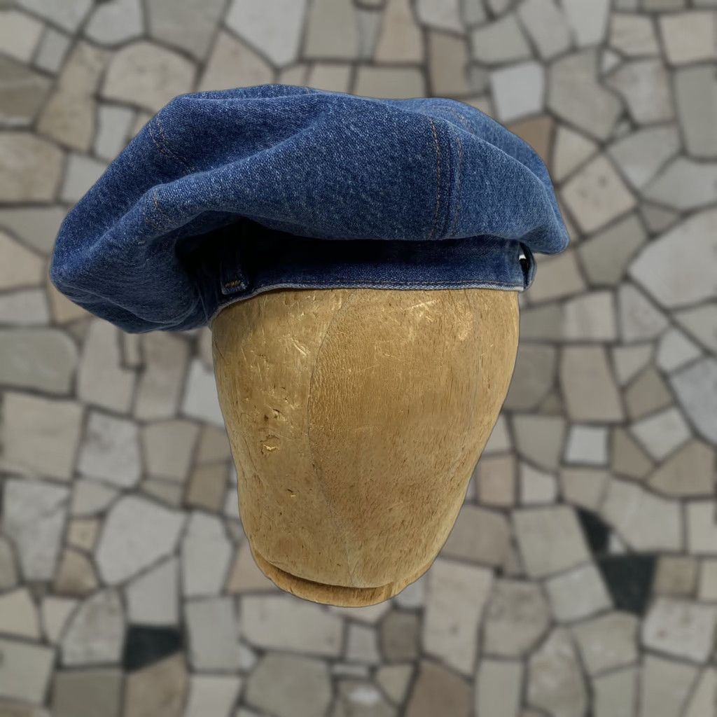 Denime VINTAGE 1970s Denim Brimless 8 Point Hat Handmade From Redline Levis Hat Mens Denim 1970s Redline Levis Holiday Size ONE SIZE - 1 Thumbnail