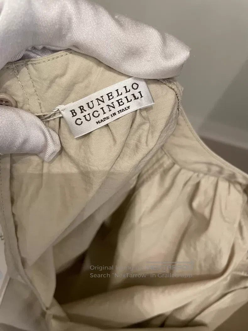 Brunello Cucinelli Brunello Cucinelli Khaki sequined cotton shirt Size S / US 4 / IT 40 - 4 Thumbnail