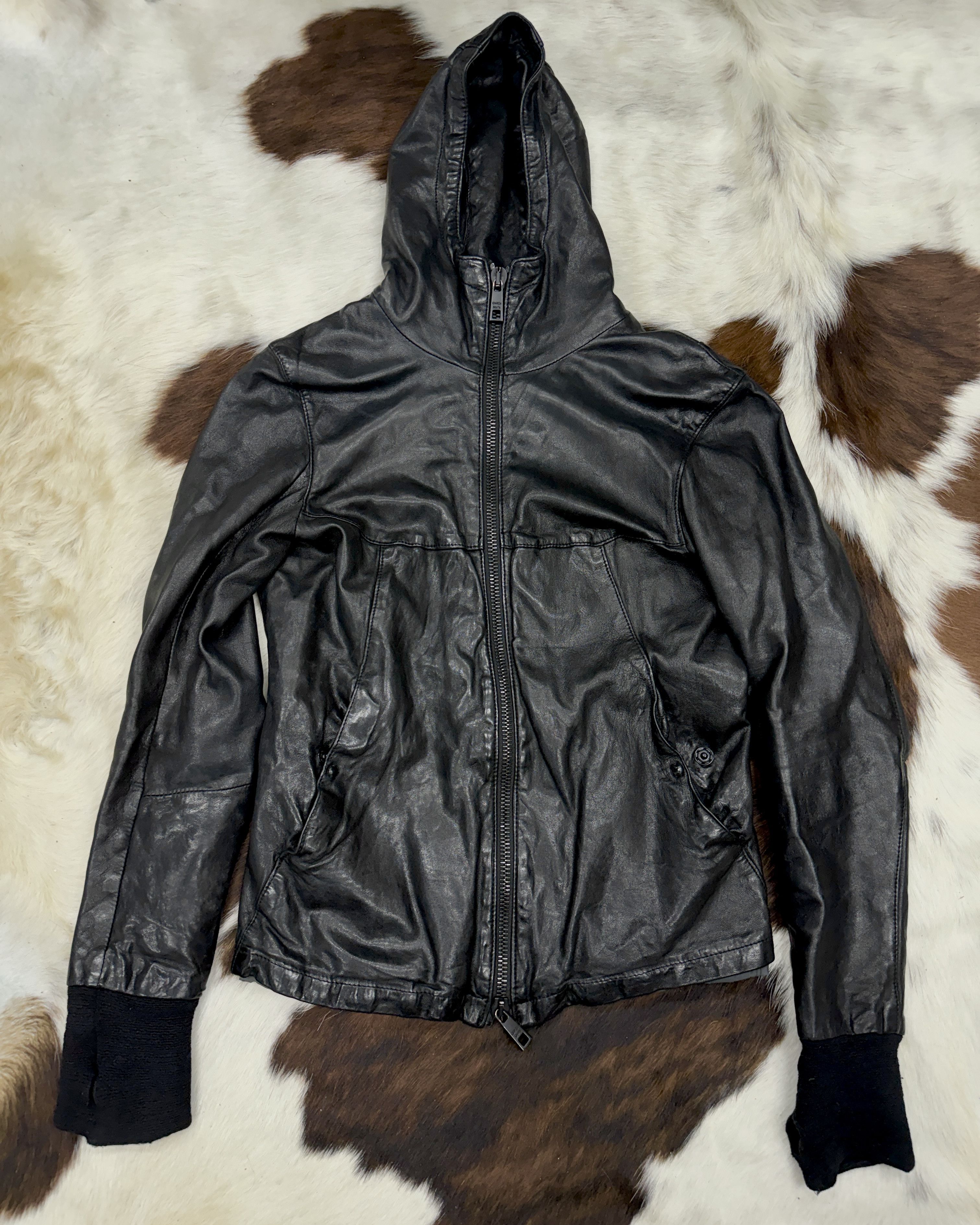 Giorgio Brato Giorgio Brato High-Neck Hooded Lamb Leather Jacket Size US XS / EU 42 / 0 - 1 Thumbnail