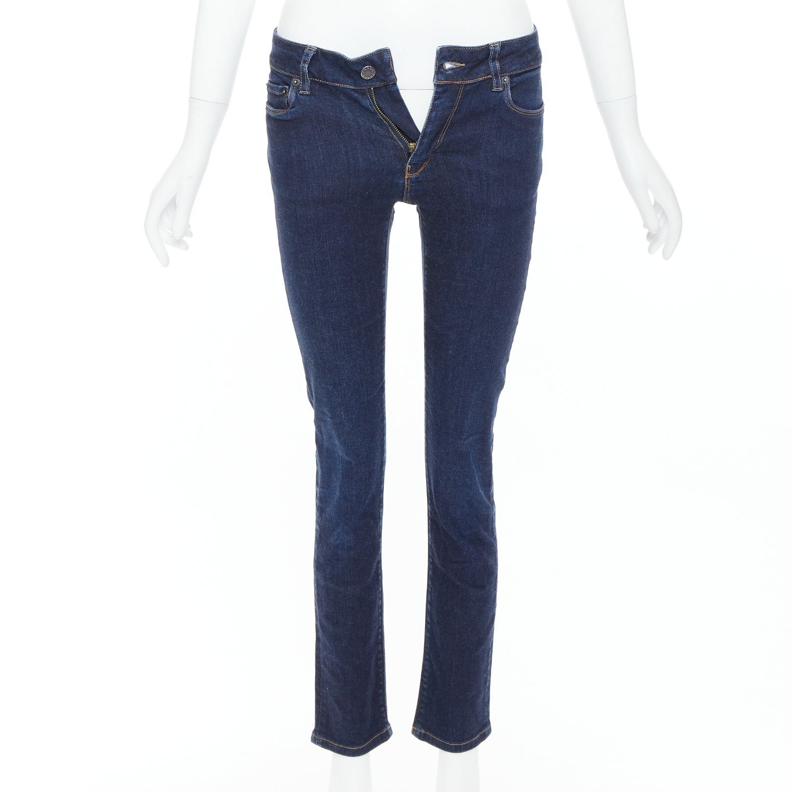 Prada PRADA washed dark blue contour fit cropped skinny jeans XS Size 26" / US 2 / IT 38 - 1 Thumbnail