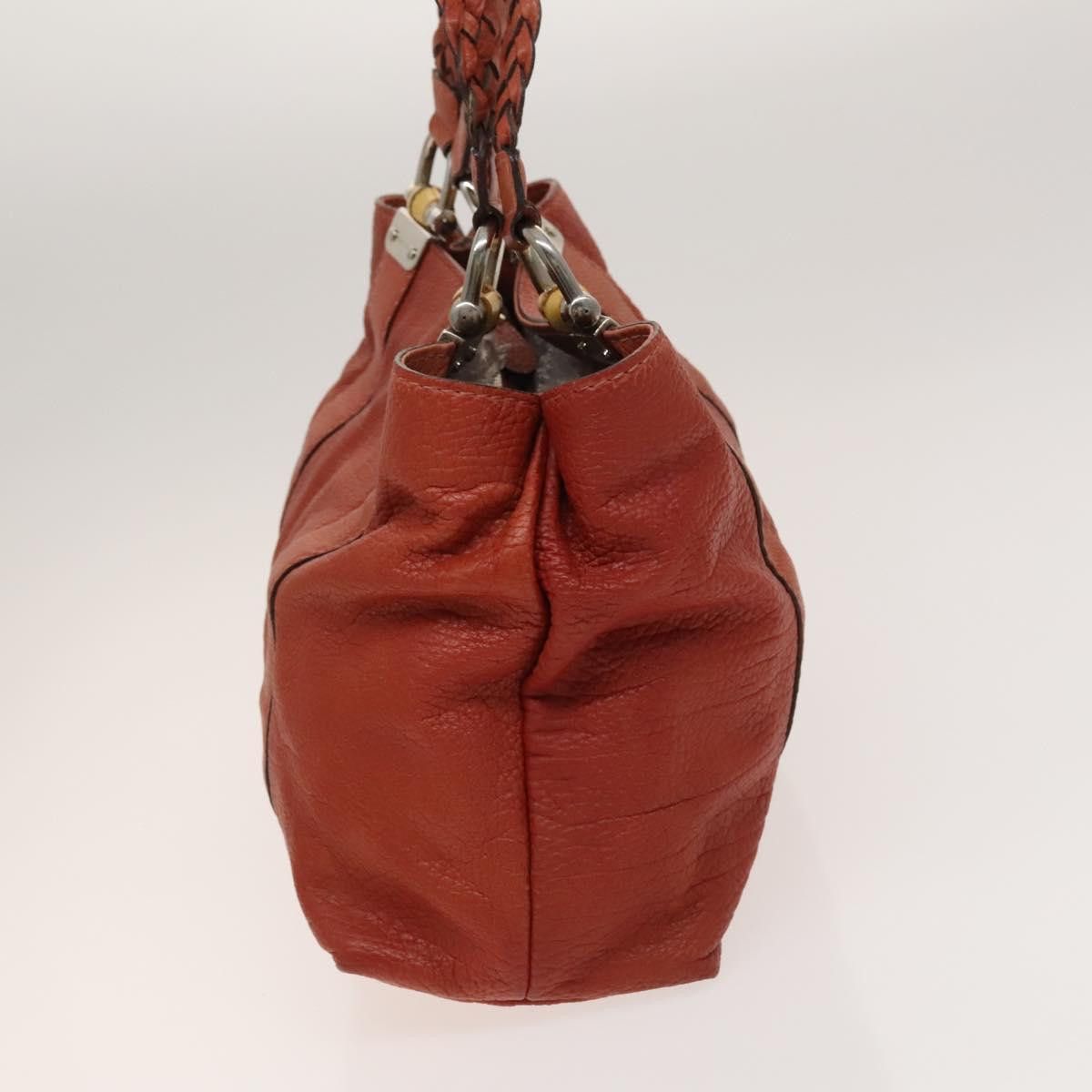 Gucci GUCCI Bamboo Tote Bag Leather Orange Gold Size ONE SIZE - 4 Thumbnail