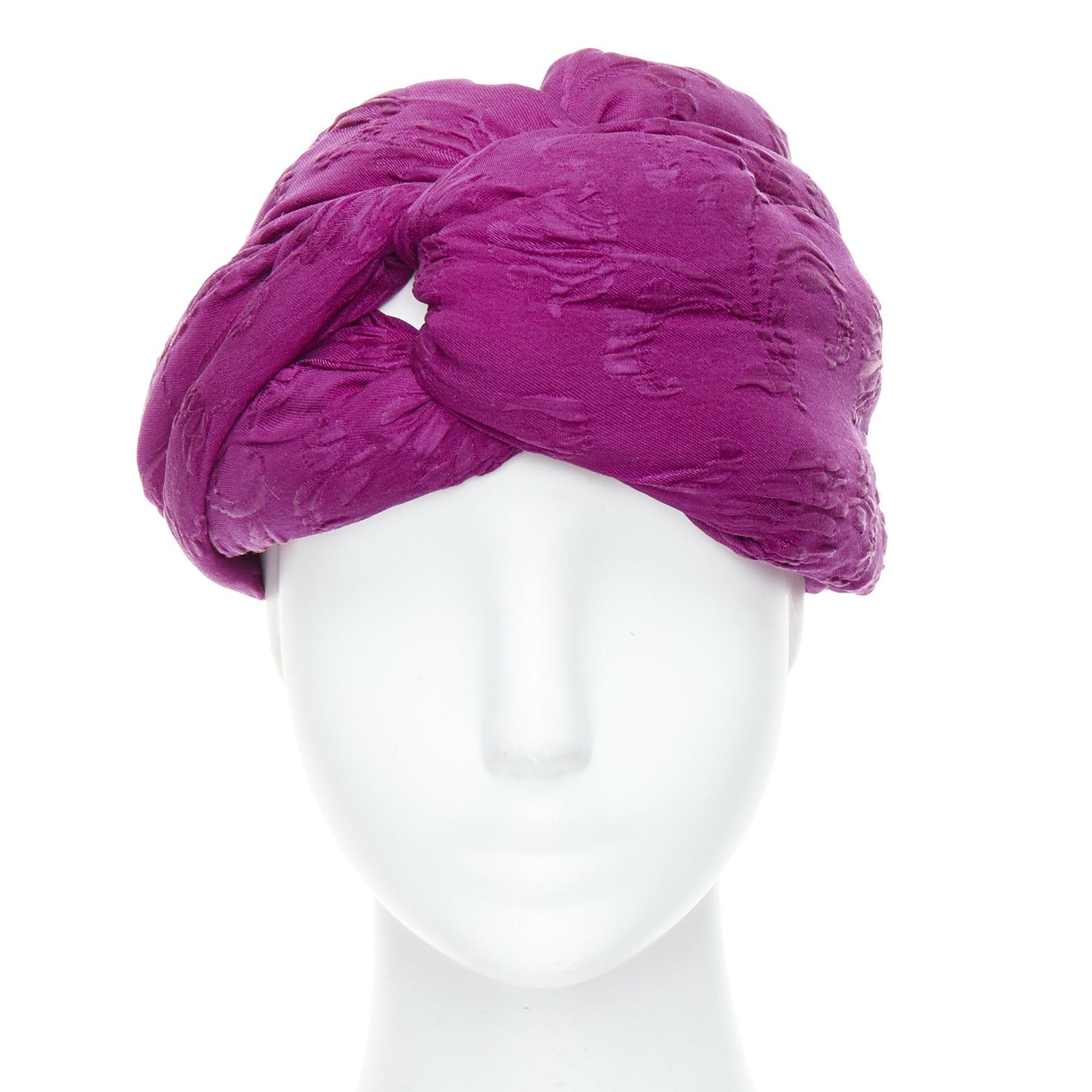 Gucci GUCCI Old Hollywood purple silk brocade knot turban headband 57cm M Size ONE SIZE - 1 Thumbnail
